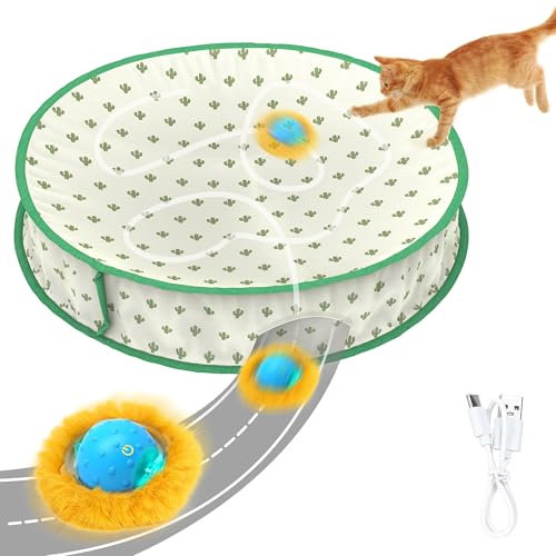 IOKHEIRA Katzenspielzeug Für Katzen Im Innenbereich | Interaktives Automatisches Katzenballspielzeug | Schnelles Rollen - Bewegungsaktiviertes Zwitschern | Versteckspiel, Mäusefangspiel