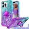 Unlicaku for iPhone 13 Pro Max Case with Stand, Sparkle Glitter Case with Ring and Lanyard, Women Girls Luxury Cute Bling Diamond Protective Phone Cover for iPhone 13 Pro Max, Purple