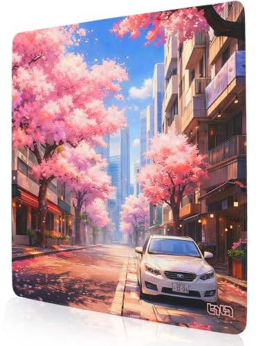 Tilt Mouse Mat 50x50 cm | Non-Slip Desk Mat Large | Waterproof Desk Pad XXL for Home Office Accessories and Office Gadgets | Protector Keyboard (Sakura City)