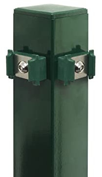 4x Eckfosten zum Einbetonieren für Mattenhöhe 80/83 cm | 6x6x140 cm | Grün | Zaunpfosten aus Stahl verzinkt & pulverbeschichtet | für Doppelstabmatten | besonders stabil