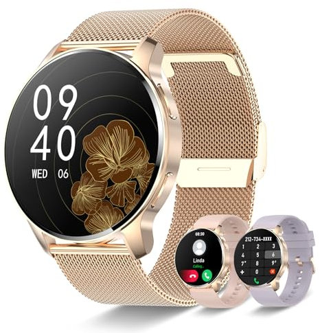 Smartwatch Donna Chiamata Bluetooth e Risposta, Orologio Digitale Donna con Sonno Cardiofrequenzimetro, 20 Sportivo Orologio Fitness Tracker Cronometro Contapassi, Impermeabile Smart Watch Android iOS