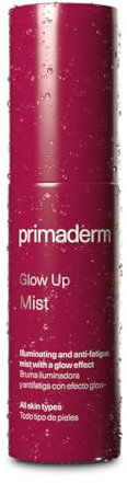 Primaderm - Glow Up Mist - Hydratisierender Gesichtsnebel mit Glow-Effekt - Antioxidativ, Porenverfeinernd & Make-up Fixierspray - Reduziert Anzeichen von Müdigkeit - Für alle Hauttypen - 50 ml