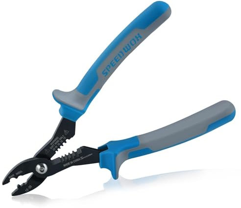 SPEEDWOX Alicates multiusos 4 en 1 para electricistas, pelacables, cortador de alambre, herramienta de crimpado de alambre compacto de 7 pulgadas para 12-20 AWG, sujeción aislada y no aislada, pelado,