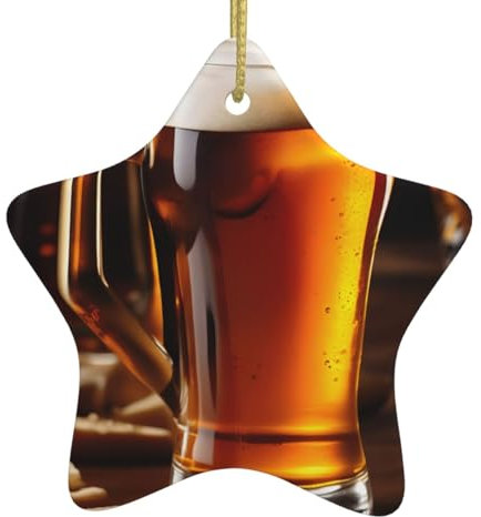 Bier-Keramik-Weihnachtsbaumschmuck zum Aufhängen, Sternform, Ornament, Andenken