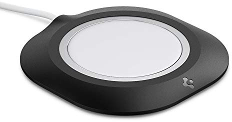 Spigen Mag Fit 2 MagSafe Halterung für MagSafe Ladegerät 2025-2024 A3502 A3503 A2580 A3250 25W Kompatibel mit iPhone 17/16/15, AirPods Pro 3 und AirPods 4 (Ladegerät Nicht enthalten) - Schwarz