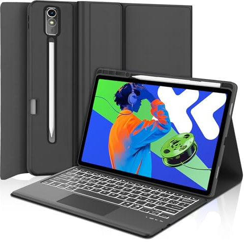 Tastiera per Lenovo Idea Tab Pro 12.7 2025 Touchpad, Cover Tastiera per Lenovo Idea Tab, Custodia Tastiera Italiana Retroilluminata per Lenovo Idea Tab Pro 12.7 pollici 2025 TB-373FU/TB-375FC, Nero