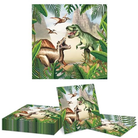 GlamRays 20 Stück Dino Servietten Kindergeburtstag,Servietten Dino Party für Dino Servietten Geburtstag 33x33cm