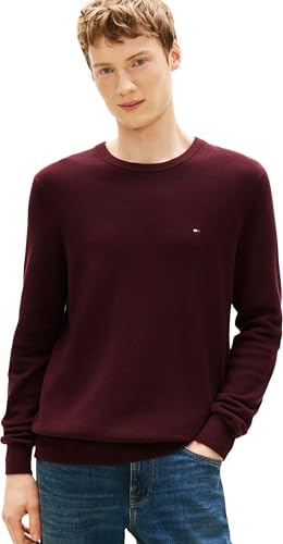 Tommy Hilfiger Men’s Regular Fit Essential Structure Crew Neck Jumper, Red (Deep Burgundy), XXL