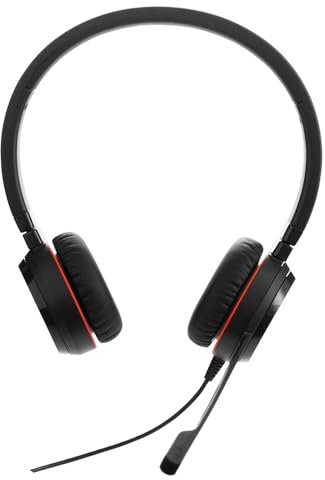 Jabra Evolve 20 SE Stereo Headset – Microsoft Certified Headphones for VoIP Softphone with Passive Noise Cancellation – USB-C/A – Black