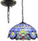 BOTOWI Große Tiffany Pendelleuchte 16 Zoll breite barocke Buntglas-Stil Deckenleuchte Vintage Hängelampe für Küche Insel Arbeitszimmer Esszimmer Flur Theke Büro,Blau