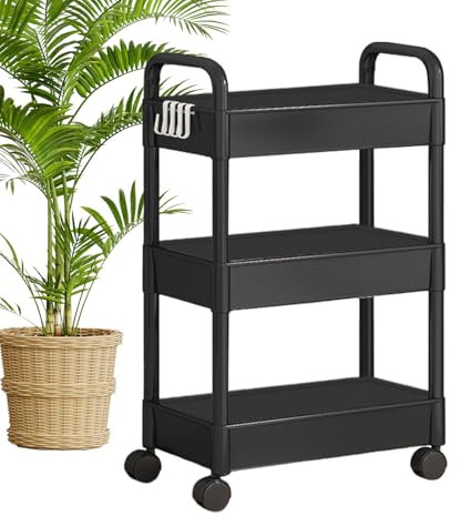 SVCEQZE Aufbewahrung Rollwagen, 69 X 33 X 22 cm Storage Trolley On Wheels, Beweglicher Aufbewahrungsständer, Aufbewahrungswagen Mit Rollen, Küchenrollwagen Für Küche, Wohnzimmer, Büro, Kinderzimmer