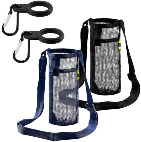 4 PCS Water Bottle Bag Water Bottle Carrier with Shoulder Strap Portable Buckles Clip Combination Set, for Bags and Hiking Camping Traveling Outdoor Activities