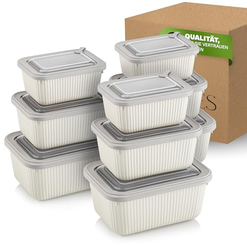 Viwares Frischhaltedosen im 9er Set mit transparentem Ventildeckel | Aufbewahrungsbehälter, stapelbar, BPA-frei, Kunststoff, Mikrowellen/Kühlschrankgeeignet, 3 Größen (650ml/1050ml/1750ml)