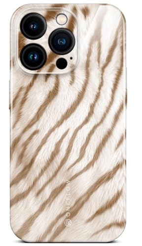 ONEFLOW Wild Cover für iPhone 16 Pro Hülle mit Animal Print, Designer Case Handy Schutzhülle mit Kameraschutz, Tiere Muster Hardcase dünne Handyhülle, Caramel Tiger Beige