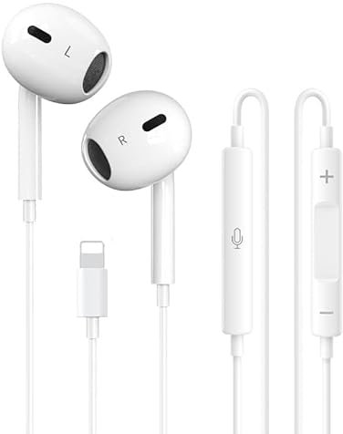 UmiMirari Casque Filaire pour iPhone [Certifié MFI] Écouteurs Intra - Auriculaires avec Microphone stéréo HiFi et contrôle du Volume Compatible avec iPhone 14/13/12/11/XS/XR/8/7 weiß