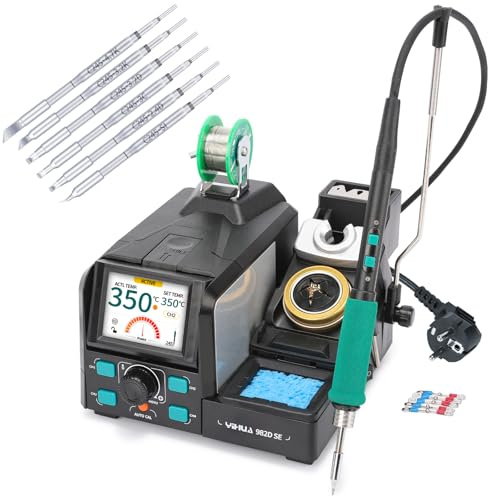 YIHUA 982D SE 200W Mikro-Lötstation C245 Präzisions-Lötkolbenstation mit 7 Lötspitzen, bleifreiem Lötzinn und automatischer Temperaturkalibrierungsfunktion (EU-Stecker)