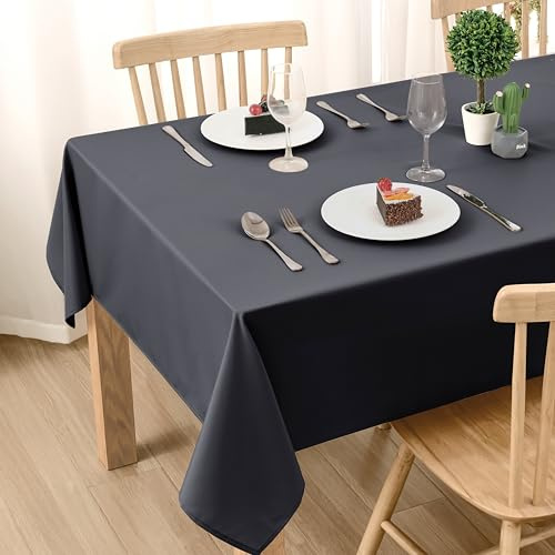 DWCN Grau Tischdecke Outdoor Wetterfest 110x110cm Fleckschutz Abwaschbar | Wasserabweisend Tischwäsche Abwischbare Wasserdicht Tischtuch für Esszimmer, Garten, Party, Hochzeiten oder Haushalt