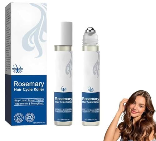 Roll-On Haarserum 2PCS, Haaressenz-Rollerball, Rosmarin Haar-Roller-Serum, Anti Frizz Hair Serum Haarpflege Für Kaputtes Haar, Blockierendes Kopfhautserum Fördert Den Sauerstofffluss