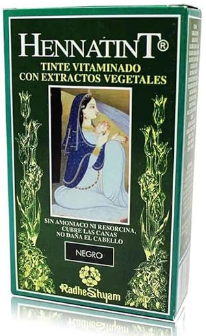 Hennatint Tinte Capilar Semipermanente Negro 60 ml | Sin Amoniaco, Con Henna y Germen de Trigo, Cubre Canas, Aporta Brillo Natural