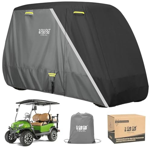 10L0L 650D Golf Cart Cover for 2/4/6 Passengers EZGO Club Car Yamaha | Heavy Duty Oxford Waterproof Covers, All Weather Outdoor Protection, 3 Zipper Doors, Windproof Strap Dustproof UV resistant