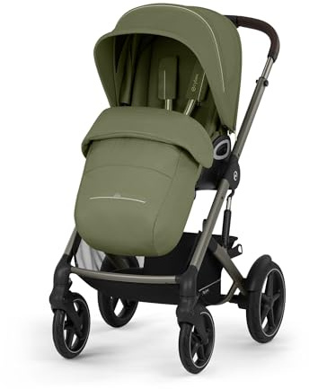 CYBEX Gold TALOS S LUX Kinderwagen, Moss Green | Ab Geburt bis 22 kg, mit Offroad-Federung, ergonomische Liegeposition, verstärkte Sitzeinheit, Einhand-Gurtsystem