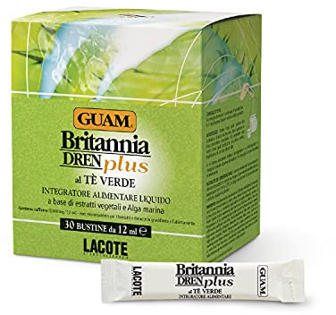 Guam Britannia Dren Plus Al Tè Verde, 30 Bustine da 12ml, 360 Millilitri