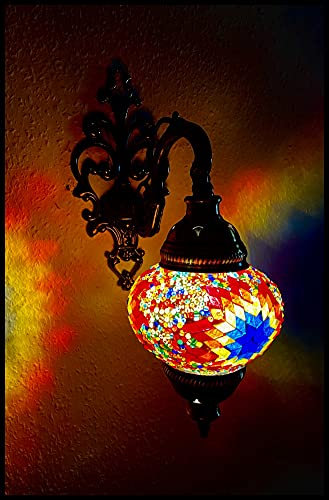 Samarkand - Lights Wandleuchte Mosaiklampe Mosaik Orientalische Lampe Wandlampe M/Orange - Blau Stern
