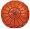 ALMADIH Marokkanischer Echtleder Pouf Leder Sitzkissen orange gefüllt geliefert 100% Handarbeit Sitzsack Ottoman orientalische Sitzpouf Beste Qualität Lederkissen Bodenkissen Fußhocker (Pouf orange)