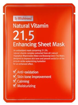 BY WISHTREND Natural Vitamin 21.5 Enhancing Sheet Mask 1 sheet, fully deliver vitamin to your skin
