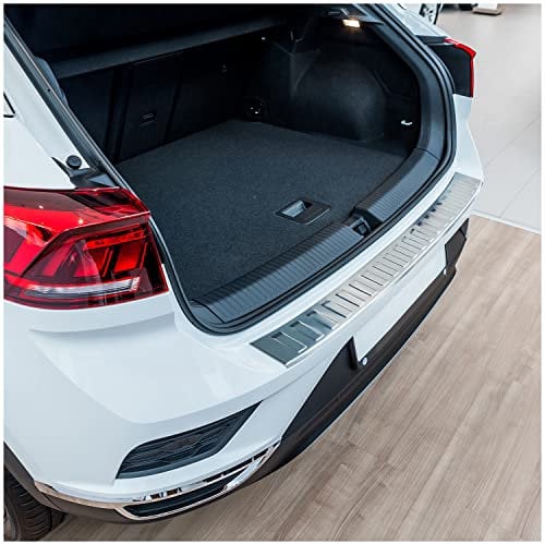 teileplus24 L592 Ladekantenschutz V2A Edelstahl kompatibel mit VW T-ROC 2017- Abkantung, Farbe:Silber gebürstet