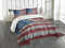 ABAKUHAUS Vereinigte Staaten von Amerika Tagesdecke Set, Getragen Stil amerikanische Flagge, Set mit Kissenbezügen Maschienenwaschbar, für Doppelbetten 264 x 220 cm, Hellgrau Blau Rot