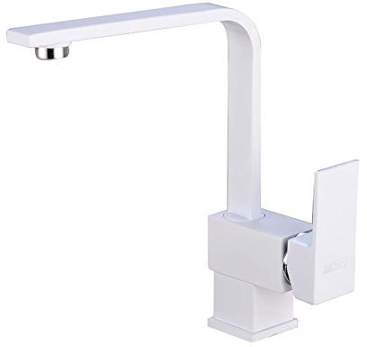HAC24 Spültischarmatur Küche weiß schwenkbar Wasserhahn Spültisch Mischbatterie Armatur Spüle Einhand Küchenarmatur Einhandmischer Küchenspüle