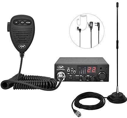 Pack Radio PNI Escort HP 8001L ASQ, 4W, 12V, 40 canaux + Antenne CB PNI Extra 40 avec Aimant Inclus, Longueur 45 cm, 30W
