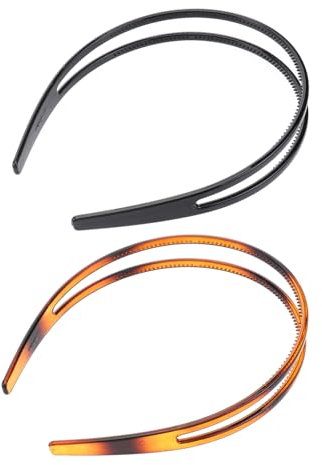 2 Stück Hartplastik-Stirnband, zweireihig, minimalistische Zähne, Kamm für Frauen (schwarz und )