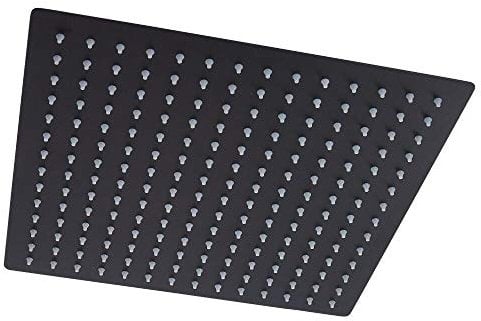 Milano Nero 400mm Square Ceiling Mounted Recessed Shower Head - Black