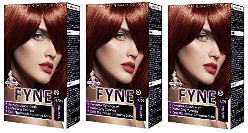 FYNE Spicy Red Permanent Hair Dye for Women – Pack of 3 - Home Hair Colour Cream with Built-in Conditioner - Gentle, Long-Lasting, Suitable for All Hair Types - Achieve Salon-Quality Results at Home
