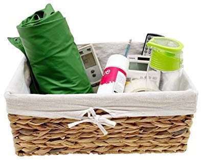 Topfurnishing Woven Natural Water Hyacinth Rectangular Storage basket With Lining Large 40 x 30 16 cm