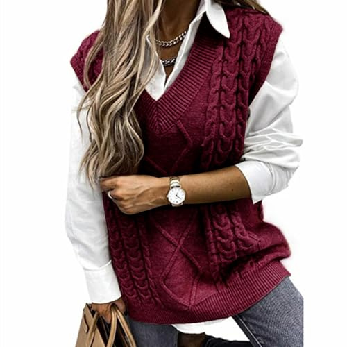 Hyipels Women's Sweater Vest,Y2K Sleeveless Pattern Preppy Style Knitted Crop Tank Top for Girl