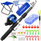 DaddyGoFish Kinder Angelset - Teleskoprute & Rolle Combo mit Klappstuhl, Rutenhalter, Tackle Box, Ködernetz und Tragetasche für Jungen und Mädchen - Blau, 5ft