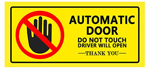 Caution - Automatic Door Window Sign Stickers for Van,Taxi,Ride Vehile,4x2 Inch,15 Pcs Per Pack