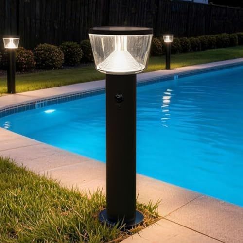 Lumihome Borne Solaire LED DUBLIN avec Détecteur de Mouvement 3 Modes, Inox Lampe Extérieur - IP44 Étanche - 54cm, Lumiere Solaire pour Jardin Chemins Allée, 4000K