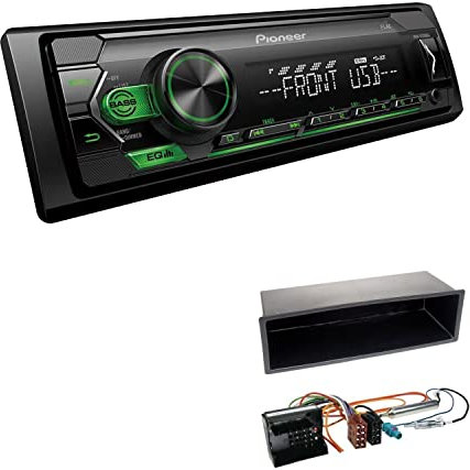 Pioneer MVH-S120UBG 1-DIN Autoradio mit grüner Beleuchtung und USB kompatibel mit Android-Smartphones inkl. Einbauset passend für Peugeot 207 2006-2009 schwarz