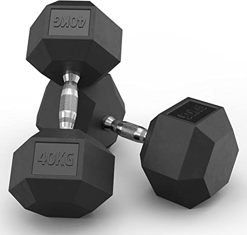 Atletica Hexagon PVC Kurzhanteln Set | 40kg bis 50kg Hexagon Paare | Professioneller Urethan Bezug (kein Gummi)