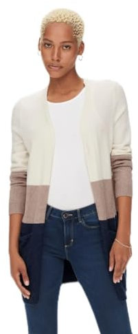 ONLY Damen Onlqueen L/S Long Cardigan KNT Noos Strickjacke, Whitecap Gray/Stripes:w. Melange/Brownie/Martime Blue Melange ,XS