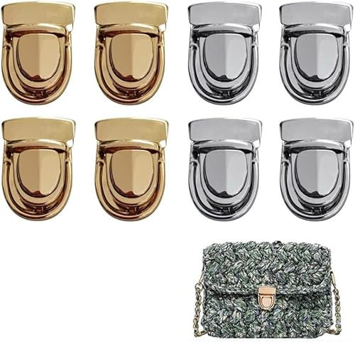8 Stücke Verschluesse Steckschloss,Geldbörse Push Lock Set,Tuck Lock,Taschenverschluss,Silber Portemonnaie Taschenverschluss Eisen,Verschlüsse für Taschen,für DIY Geldbörse Koffer Verschlüsse