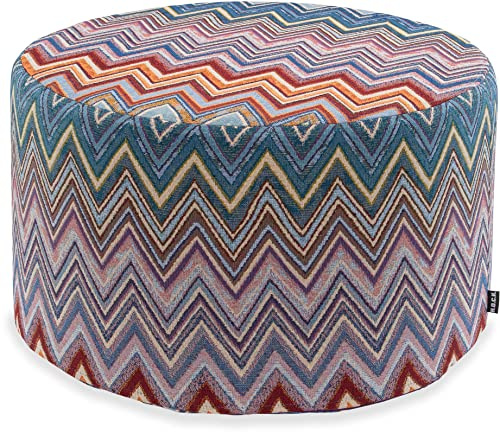 H.O.C.K. Rebelle Zick-Zack Kissen inkl. Füllung Dekokissen Bodenkissen und Hocker bunt lila (Hocker rund 60x40, bunt lila)