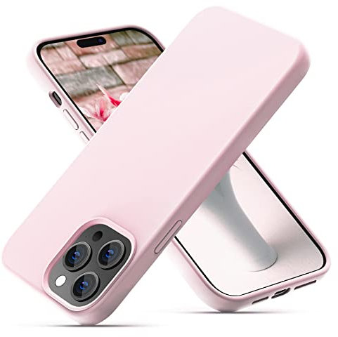 OitiYaa Silicone Case Compatible with iPhone 14 Pro Max Case 6.7 Inch, Soft Ultra Slim Protective Shockproof Liquid Silicone Phone Case with Anti-Scratch Microfiber Lining,Chalk Pink
