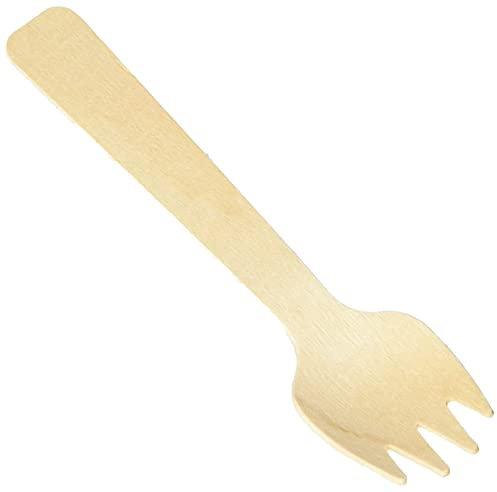 Concession Essentials100 Pcs Mini Wooden Forks 4-inch Length,Natural Birch Wood Biodegradable Utensils Cutlery,Mini Wooden Forks.