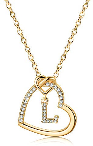 TINGN Herz Buchstaben Kette - Gold Kette Damen Herz Halskette Buchstaben L Ketten Geschenke für Frauen Mädchen Geschenk Personalisierte Geschenke für Kinder Halskette Mädchen Schmuck Damen