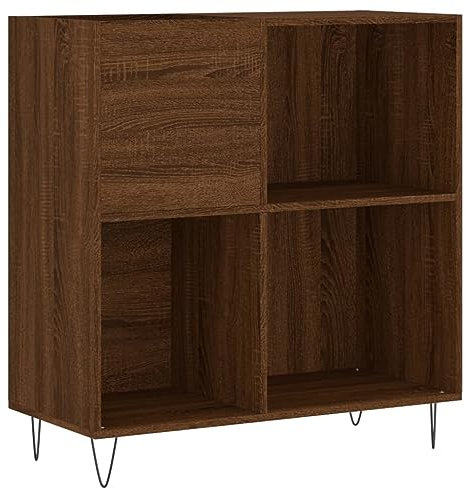vidaXL Mobile Porta Dischi Rovere Marrone 84,5x38x89 Legno Multistrato, mobile portadischi in vinile, mobile porta dischi, porta dischi